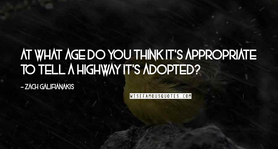 Zach Galifianakis Quotes: At what age do you think it's appropriate to tell a highway it's adopted?