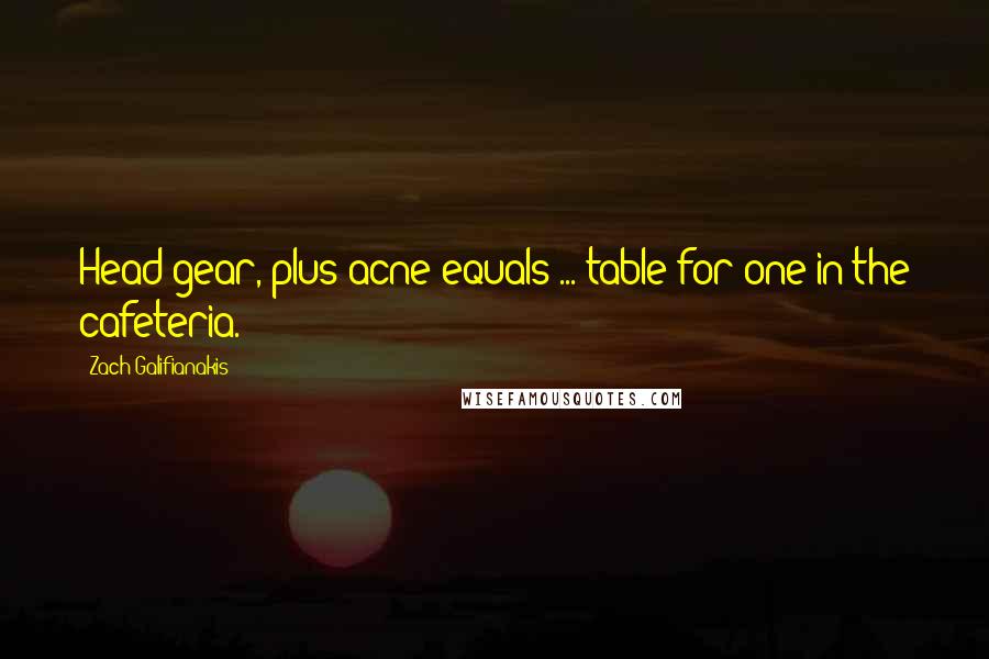 Zach Galifianakis Quotes: Head gear, plus acne equals ... table for one in the cafeteria.