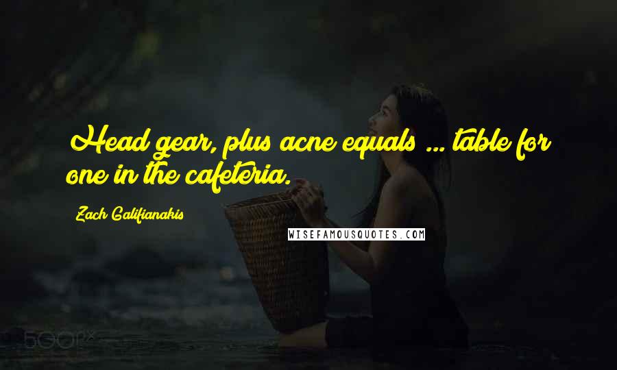 Zach Galifianakis Quotes: Head gear, plus acne equals ... table for one in the cafeteria.