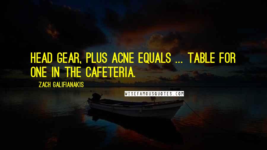 Zach Galifianakis Quotes: Head gear, plus acne equals ... table for one in the cafeteria.