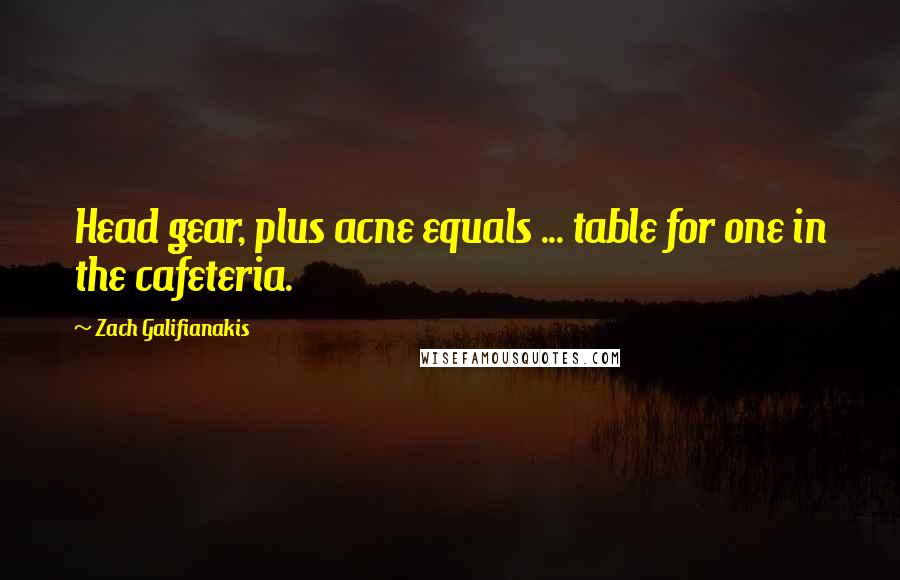 Zach Galifianakis Quotes: Head gear, plus acne equals ... table for one in the cafeteria.