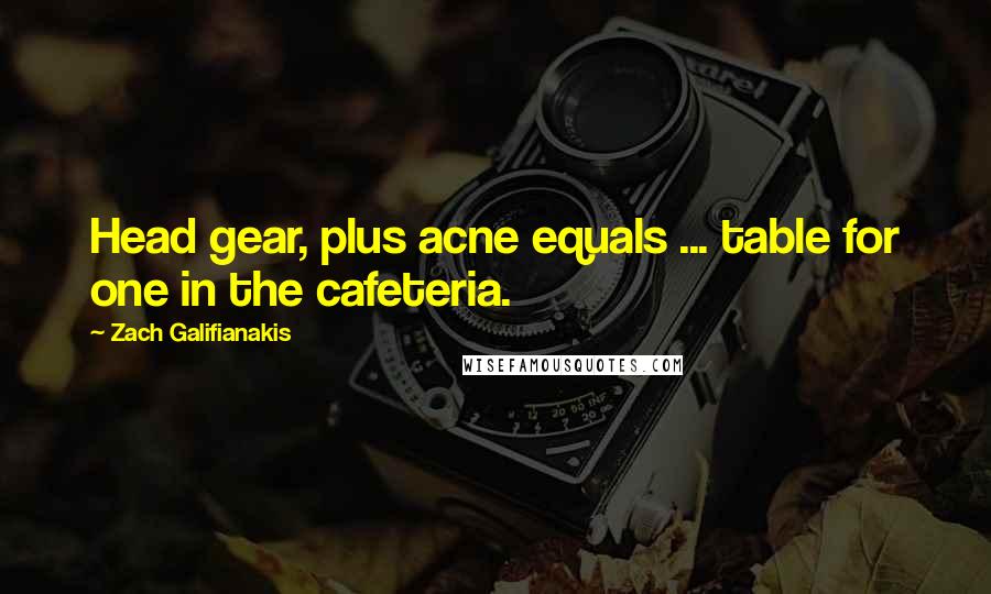 Zach Galifianakis Quotes: Head gear, plus acne equals ... table for one in the cafeteria.
