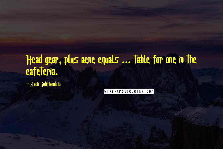 Zach Galifianakis Quotes: Head gear, plus acne equals ... table for one in the cafeteria.
