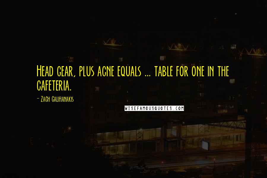 Zach Galifianakis Quotes: Head gear, plus acne equals ... table for one in the cafeteria.