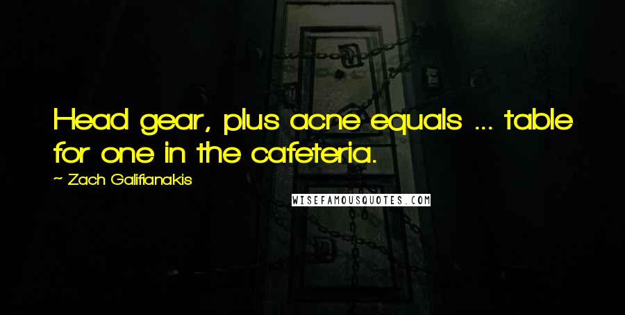 Zach Galifianakis Quotes: Head gear, plus acne equals ... table for one in the cafeteria.