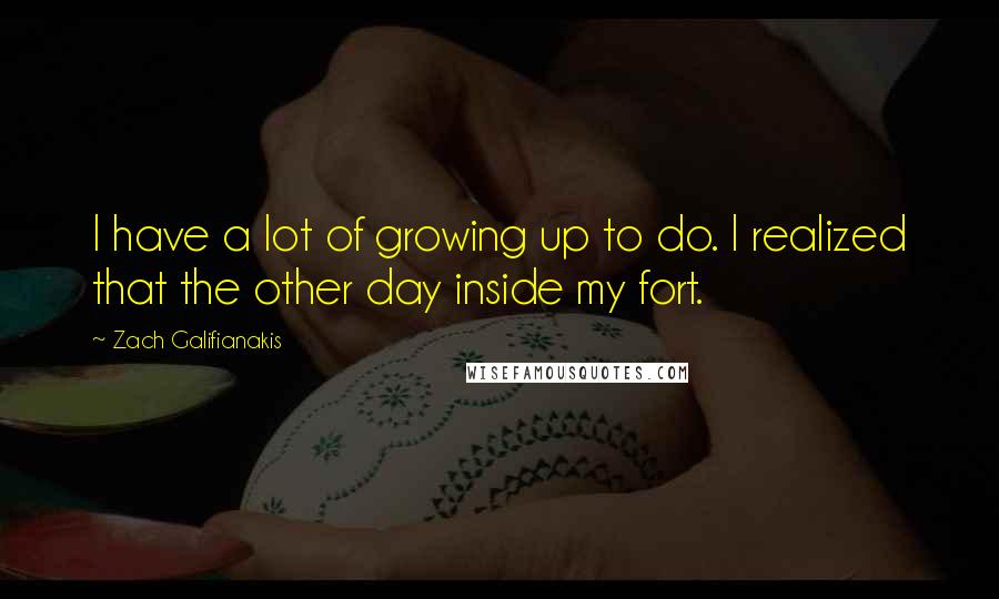 Zach Galifianakis Quotes: I have a lot of growing up to do. I realized that the other day inside my fort.