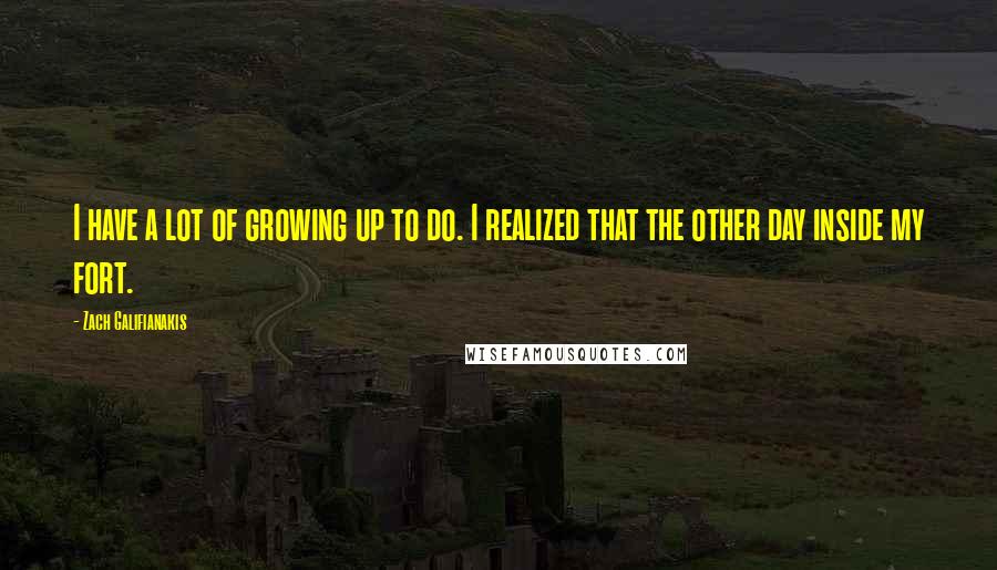 Zach Galifianakis Quotes: I have a lot of growing up to do. I realized that the other day inside my fort.