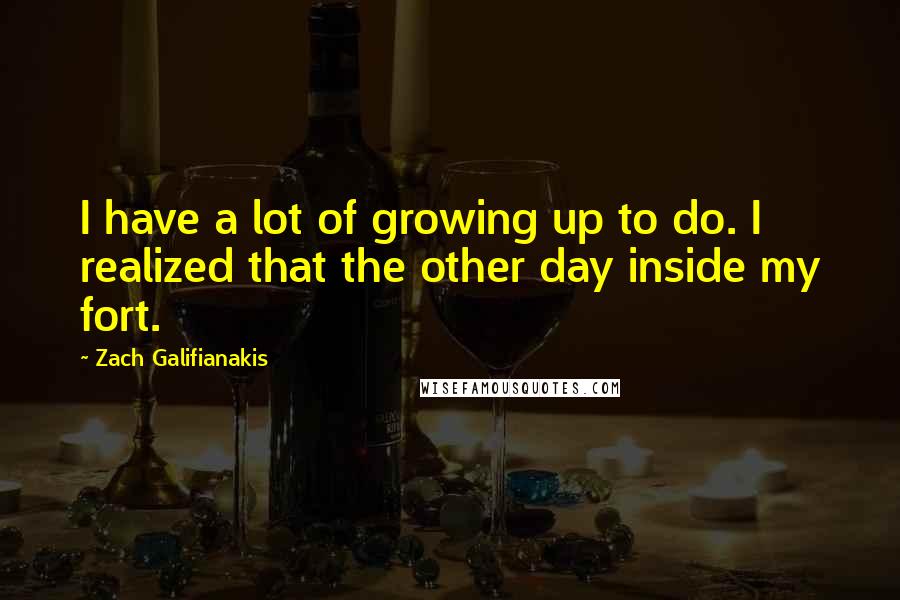 Zach Galifianakis Quotes: I have a lot of growing up to do. I realized that the other day inside my fort.