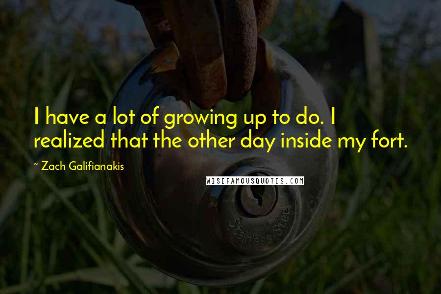 Zach Galifianakis Quotes: I have a lot of growing up to do. I realized that the other day inside my fort.