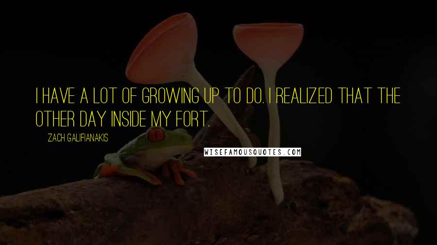 Zach Galifianakis Quotes: I have a lot of growing up to do. I realized that the other day inside my fort.