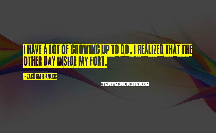 Zach Galifianakis Quotes: I have a lot of growing up to do. I realized that the other day inside my fort.