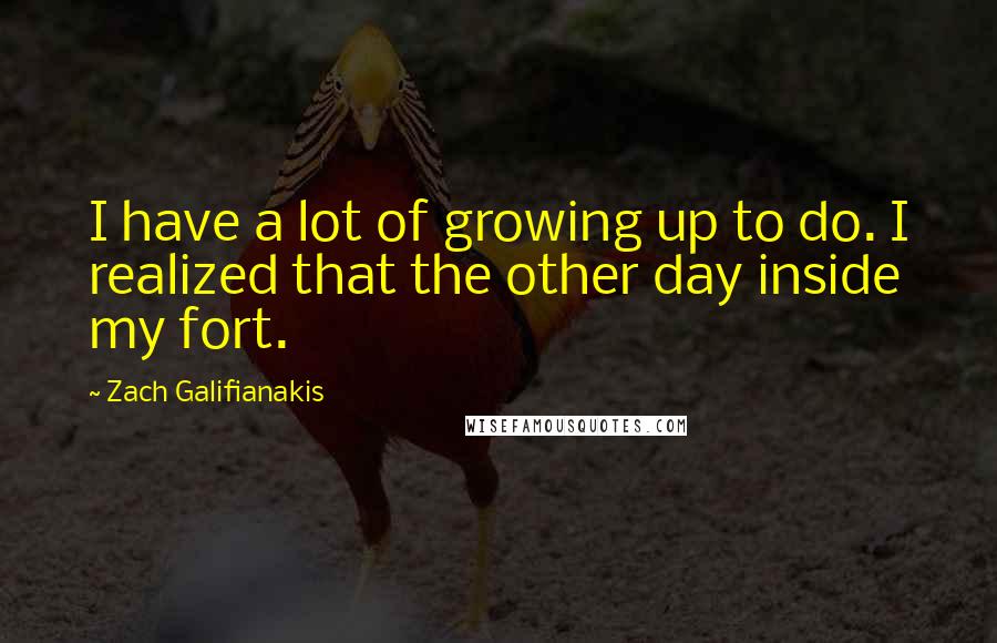 Zach Galifianakis Quotes: I have a lot of growing up to do. I realized that the other day inside my fort.