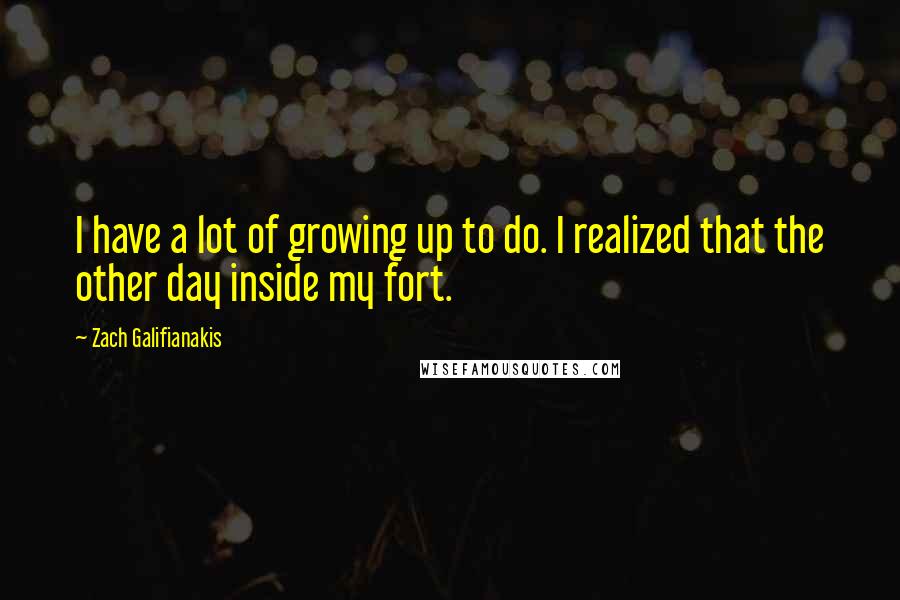 Zach Galifianakis Quotes: I have a lot of growing up to do. I realized that the other day inside my fort.