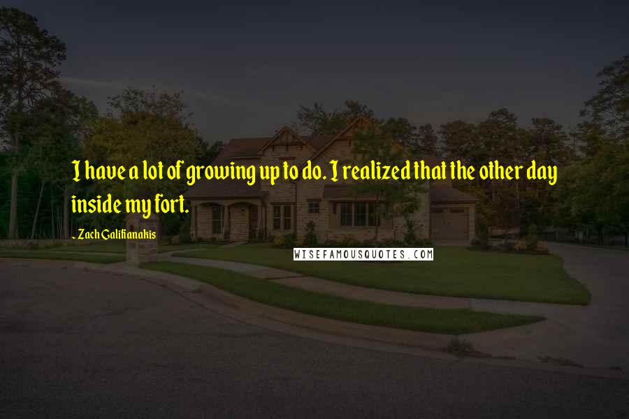 Zach Galifianakis Quotes: I have a lot of growing up to do. I realized that the other day inside my fort.