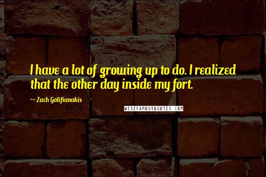 Zach Galifianakis Quotes: I have a lot of growing up to do. I realized that the other day inside my fort.