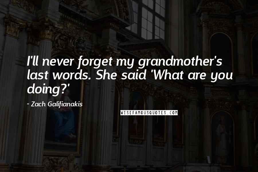 Zach Galifianakis Quotes: I'll never forget my grandmother's last words. She said 'What are you doing?'