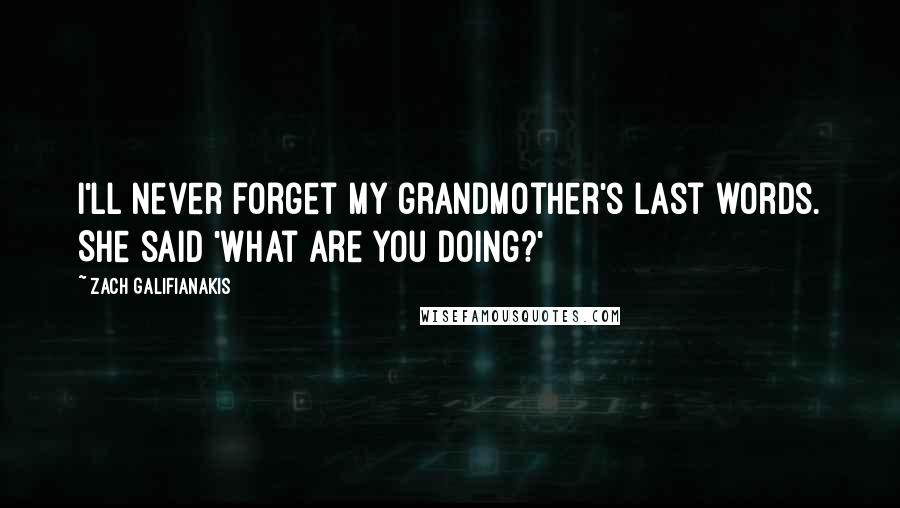 Zach Galifianakis Quotes: I'll never forget my grandmother's last words. She said 'What are you doing?'