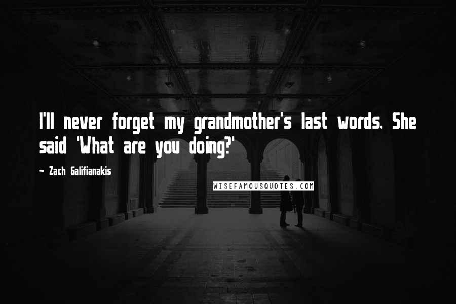 Zach Galifianakis Quotes: I'll never forget my grandmother's last words. She said 'What are you doing?'