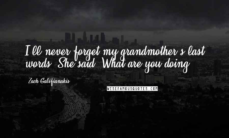 Zach Galifianakis Quotes: I'll never forget my grandmother's last words. She said 'What are you doing?'