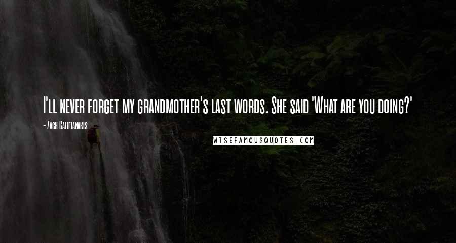 Zach Galifianakis Quotes: I'll never forget my grandmother's last words. She said 'What are you doing?'