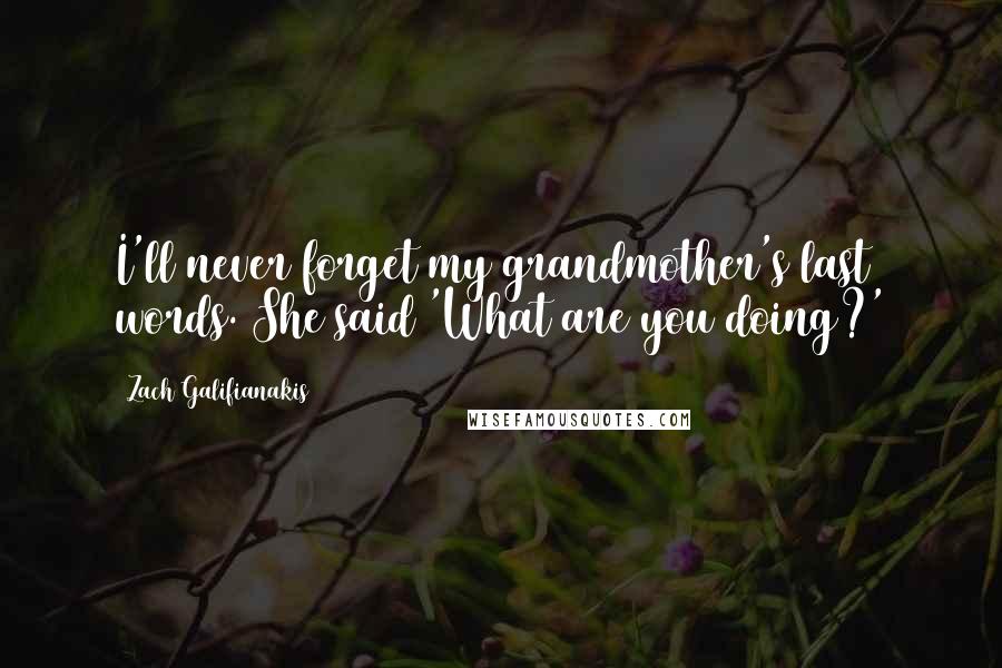 Zach Galifianakis Quotes: I'll never forget my grandmother's last words. She said 'What are you doing?'