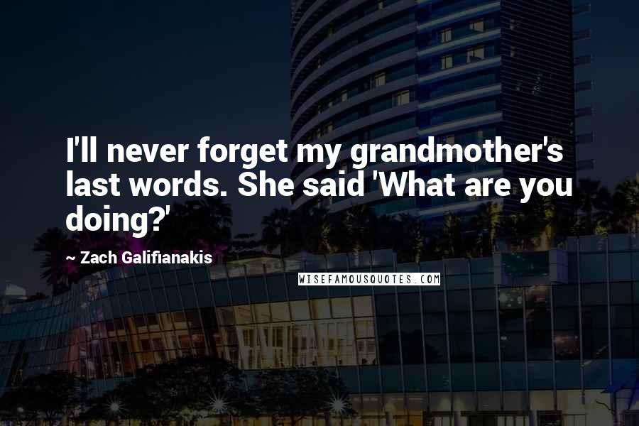 Zach Galifianakis Quotes: I'll never forget my grandmother's last words. She said 'What are you doing?'