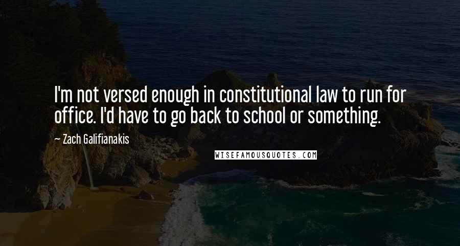Zach Galifianakis Quotes: I'm not versed enough in constitutional law to run for office. I'd have to go back to school or something.