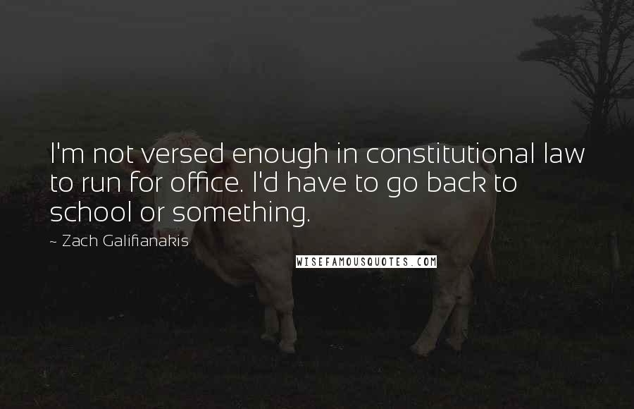Zach Galifianakis Quotes: I'm not versed enough in constitutional law to run for office. I'd have to go back to school or something.