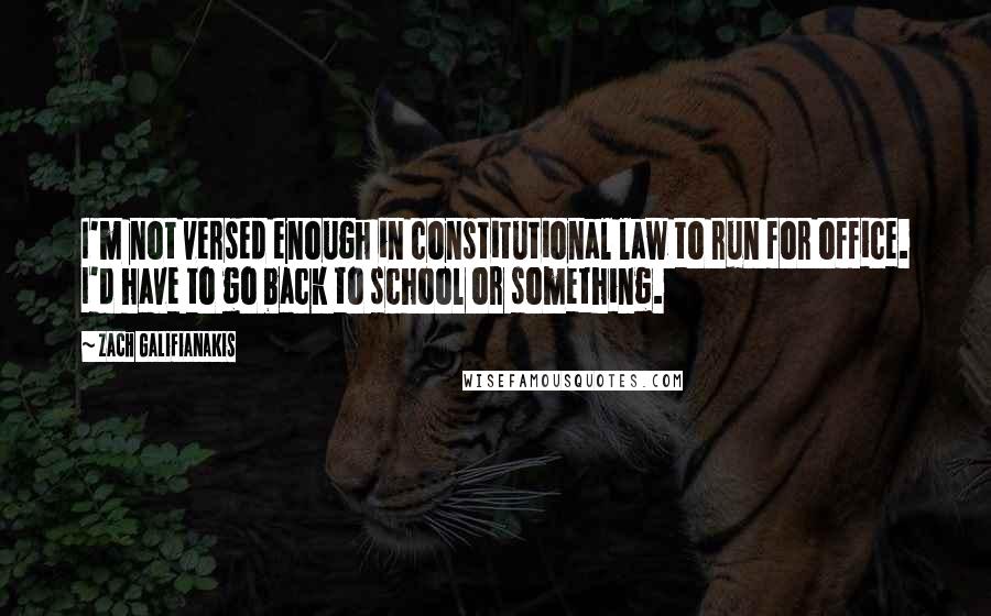 Zach Galifianakis Quotes: I'm not versed enough in constitutional law to run for office. I'd have to go back to school or something.