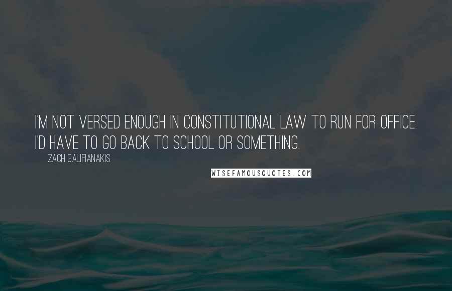 Zach Galifianakis Quotes: I'm not versed enough in constitutional law to run for office. I'd have to go back to school or something.