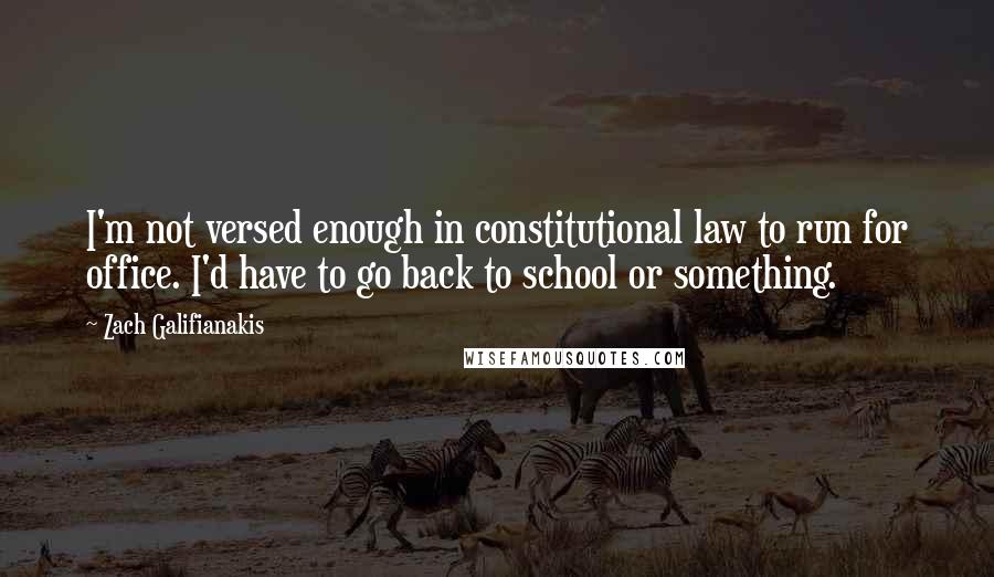 Zach Galifianakis Quotes: I'm not versed enough in constitutional law to run for office. I'd have to go back to school or something.
