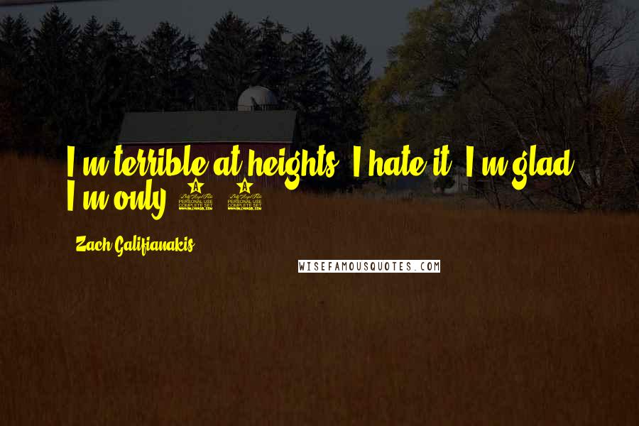 Zach Galifianakis Quotes: I'm terrible at heights. I hate it. I'm glad I'm only 5'7.