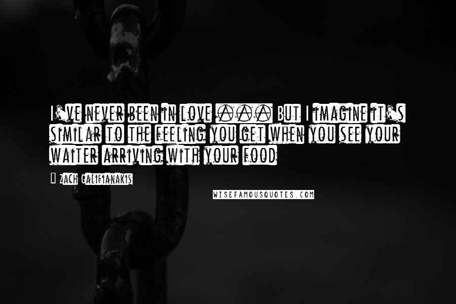 Zach Galifianakis Quotes: I've never been in love ... But I imagine it's similar to the feeling you get when you see your waiter arriving with your food