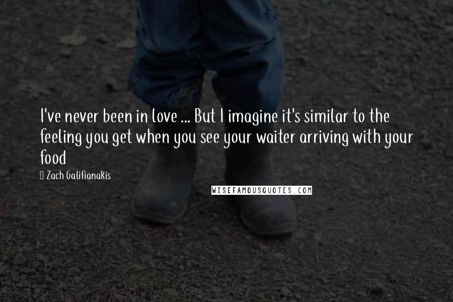 Zach Galifianakis Quotes: I've never been in love ... But I imagine it's similar to the feeling you get when you see your waiter arriving with your food