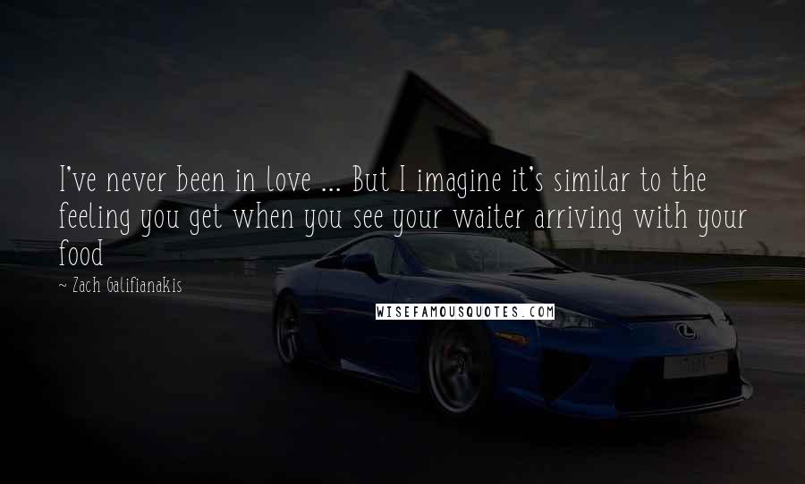 Zach Galifianakis Quotes: I've never been in love ... But I imagine it's similar to the feeling you get when you see your waiter arriving with your food