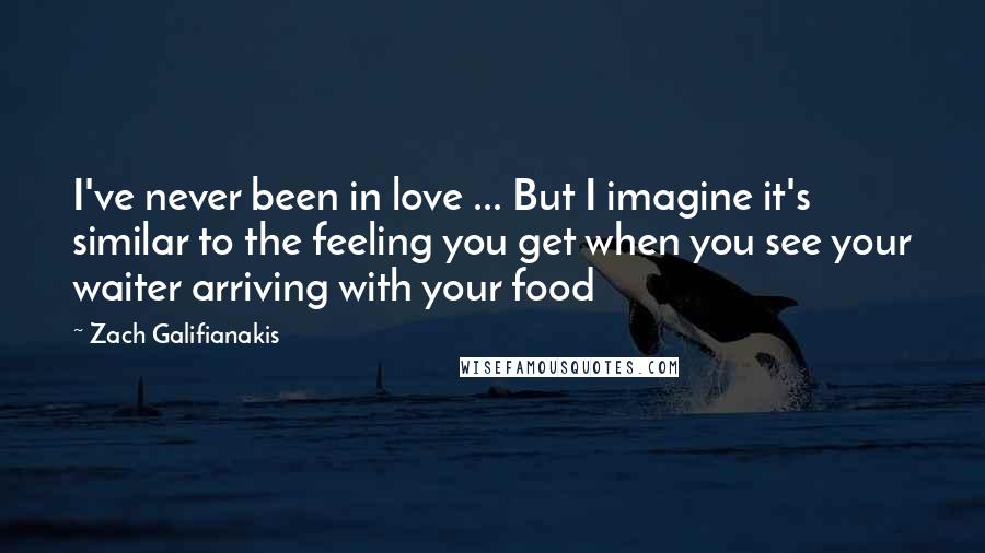 Zach Galifianakis Quotes: I've never been in love ... But I imagine it's similar to the feeling you get when you see your waiter arriving with your food