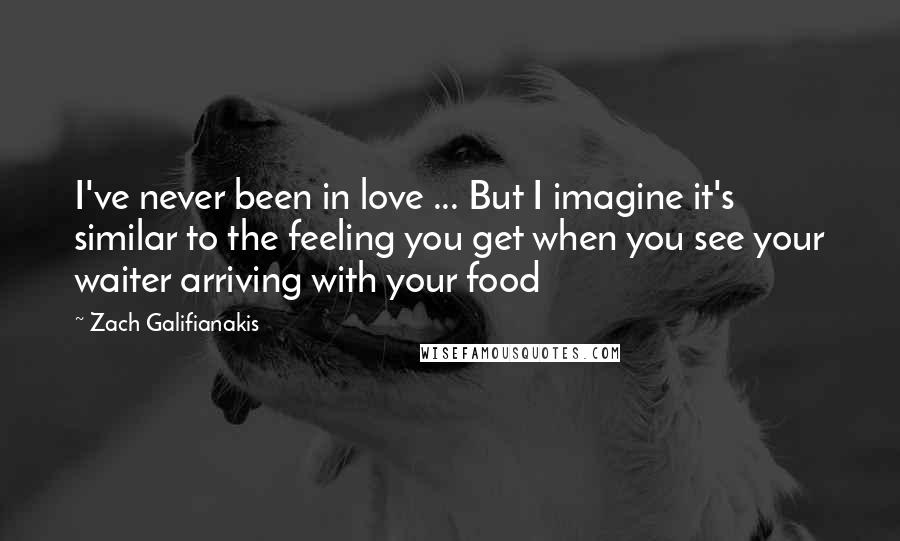 Zach Galifianakis Quotes: I've never been in love ... But I imagine it's similar to the feeling you get when you see your waiter arriving with your food