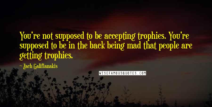 Zach Galifianakis Quotes: You're not supposed to be accepting trophies. You're supposed to be in the back being mad that people are getting trophies.