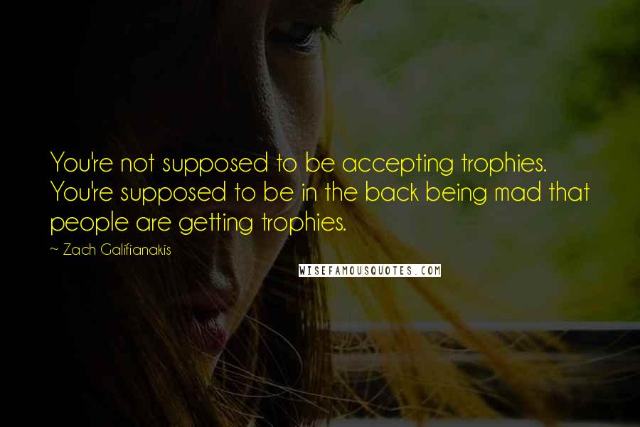 Zach Galifianakis Quotes: You're not supposed to be accepting trophies. You're supposed to be in the back being mad that people are getting trophies.