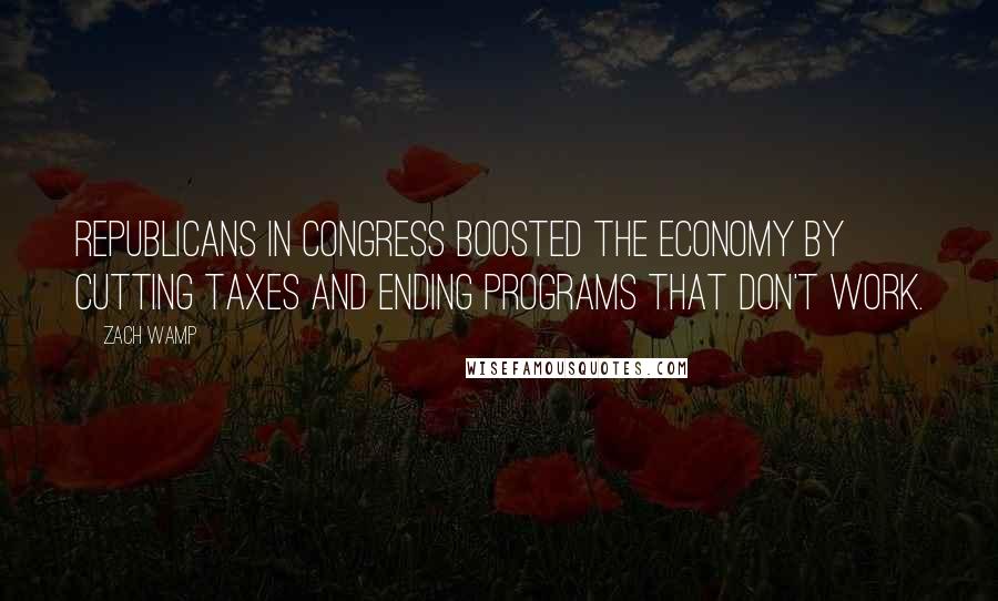 Zach Wamp Quotes: Republicans in Congress boosted the economy by cutting taxes and ending programs that don't work.