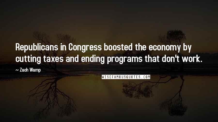 Zach Wamp Quotes: Republicans in Congress boosted the economy by cutting taxes and ending programs that don't work.