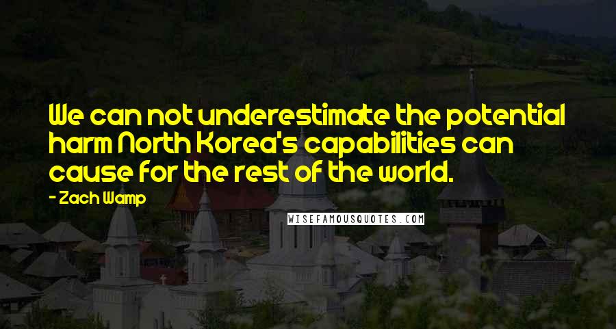 Zach Wamp Quotes: We can not underestimate the potential harm North Korea's capabilities can cause for the rest of the world.