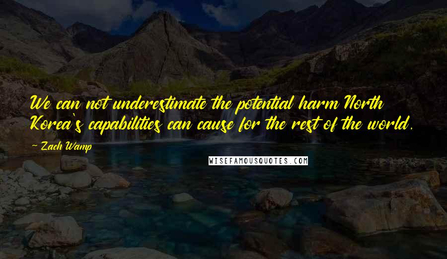 Zach Wamp Quotes: We can not underestimate the potential harm North Korea's capabilities can cause for the rest of the world.