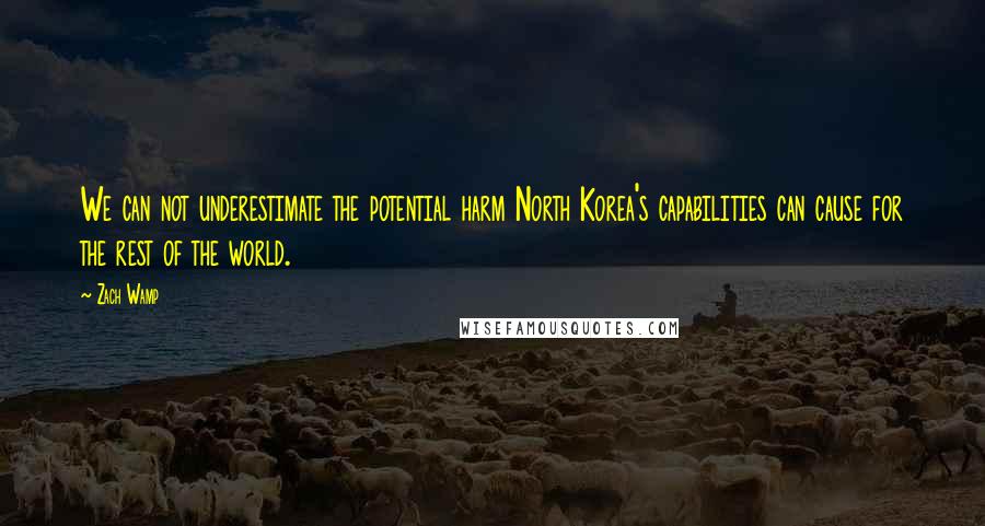 Zach Wamp Quotes: We can not underestimate the potential harm North Korea's capabilities can cause for the rest of the world.