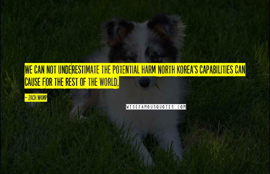 Zach Wamp Quotes: We can not underestimate the potential harm North Korea's capabilities can cause for the rest of the world.