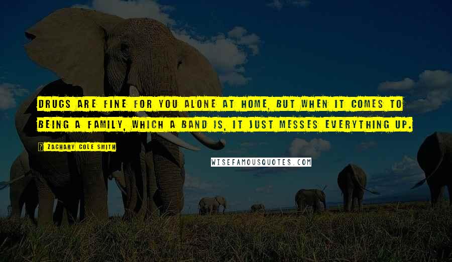 Zachary Cole Smith Quotes: Drugs are fine for you alone at home, but when it comes to being a family, which a band is, it just messes everything up.