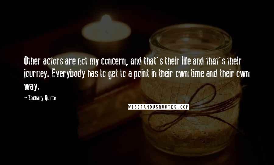 Zachary Quinto Quotes: Other actors are not my concern, and that's their life and that's their journey. Everybody has to get to a point in their own time and their own way.