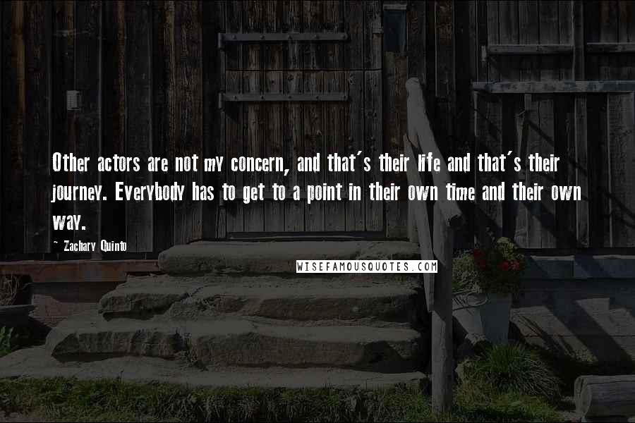 Zachary Quinto Quotes: Other actors are not my concern, and that's their life and that's their journey. Everybody has to get to a point in their own time and their own way.