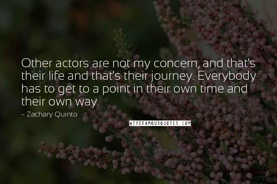 Zachary Quinto Quotes: Other actors are not my concern, and that's their life and that's their journey. Everybody has to get to a point in their own time and their own way.