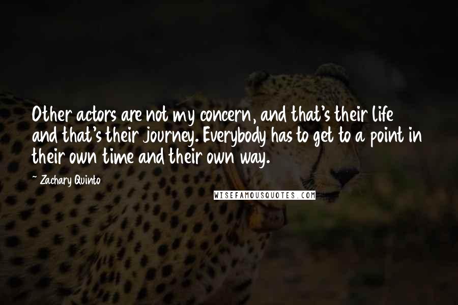 Zachary Quinto Quotes: Other actors are not my concern, and that's their life and that's their journey. Everybody has to get to a point in their own time and their own way.